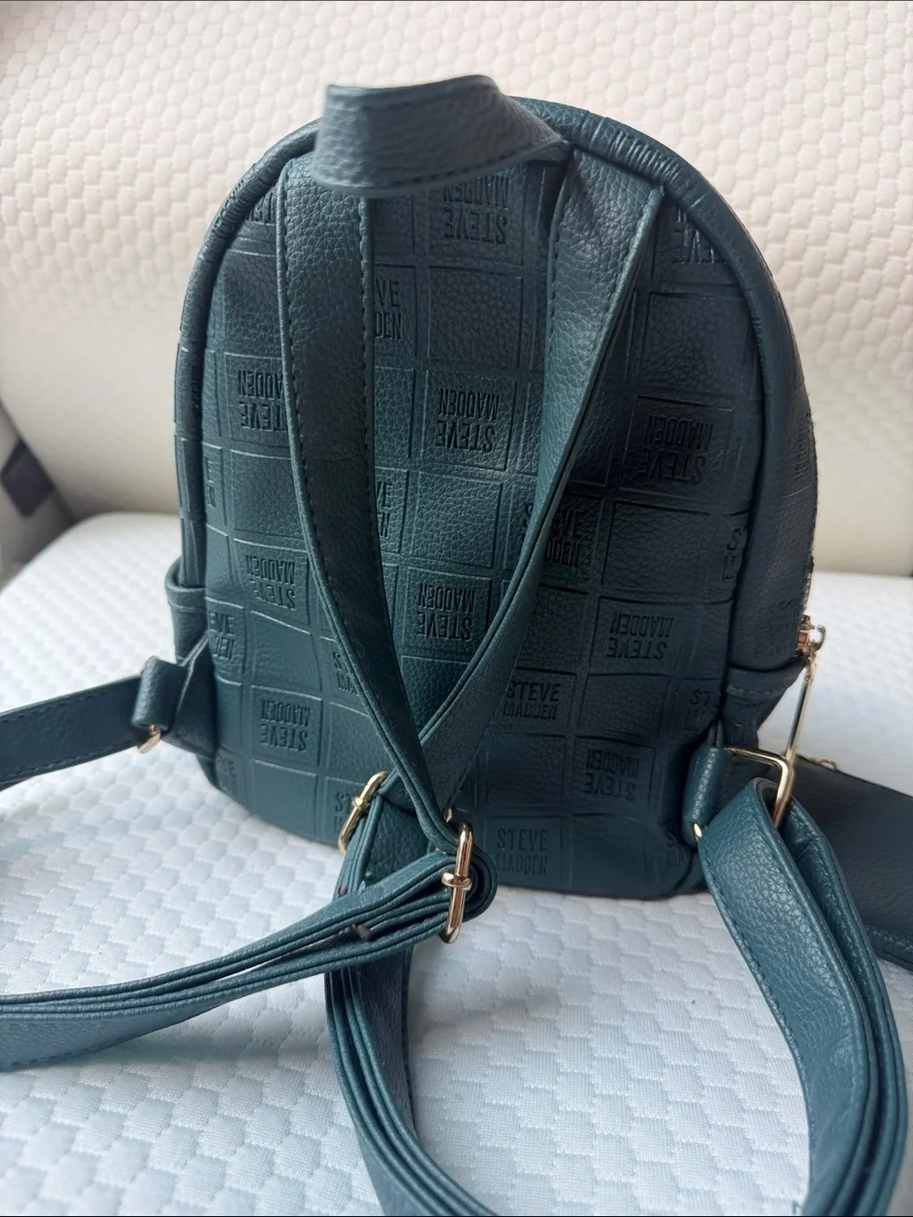 Steve Madden Teal Embossed Mini Backpacks with Gold Hardware